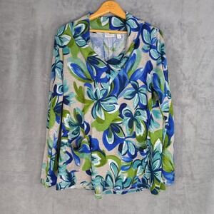 LOGO by Lori Goldstein Printed Sweater Knit Cowl Neck Top  Floral Medium